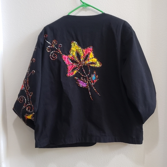 Draper's & Damon's black with floral patch work size 1x - Picture 2 of 7